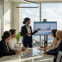 Femme leader en présentation